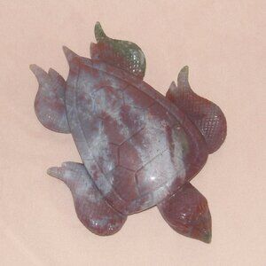 Hand‑Carved Unakite Turtle Polished Crystal Figurine Gemstone Paperweight Hawaii